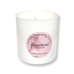 Jasmine Rose Freesia Vanilla Orchid fragrance on floral soy wax candle