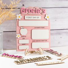 Jeclist back to school sign for kids wooden frame with magnetic switch
