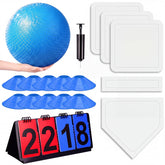 Jenaai 18 Pcs Kickball Set blue 10 inch ball with pump