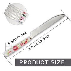 Butter knives with floral ceramic handles by Jeppelus