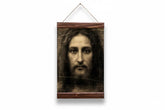 Jesus Christ face small canvas print with wood frame