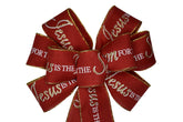 10 inch Jesus is the Reason wired wreath bow red and gold