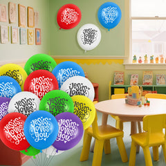 Blue Jesus Loves You Balloons for Easter and Sunday School