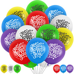 72 Pcs Jesus Loves You Balloons assorted colors for religious events