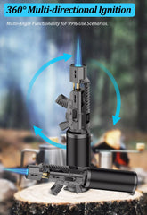 Safety lock function on torch lighter for hands-free operation