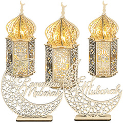 Jetec Eid Mubarak lanterns set of 3 for Ramadan table decor
