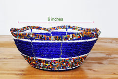 Yellow multicolored bead bowl decorative display piece