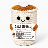 JEWGLO positive coffee mug crochet plush for gift giving