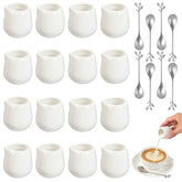 JIABEIUS 16 PCS mini cream pitcher with spoons 50ml ceramic creamer image