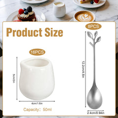 White ceramic mini cream pitcher with 8 stainless spoons by JIABEIUS image