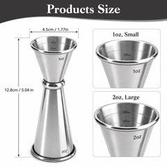 jigger with engraved 1/2oz 3/4oz 1oz 2oz measurements