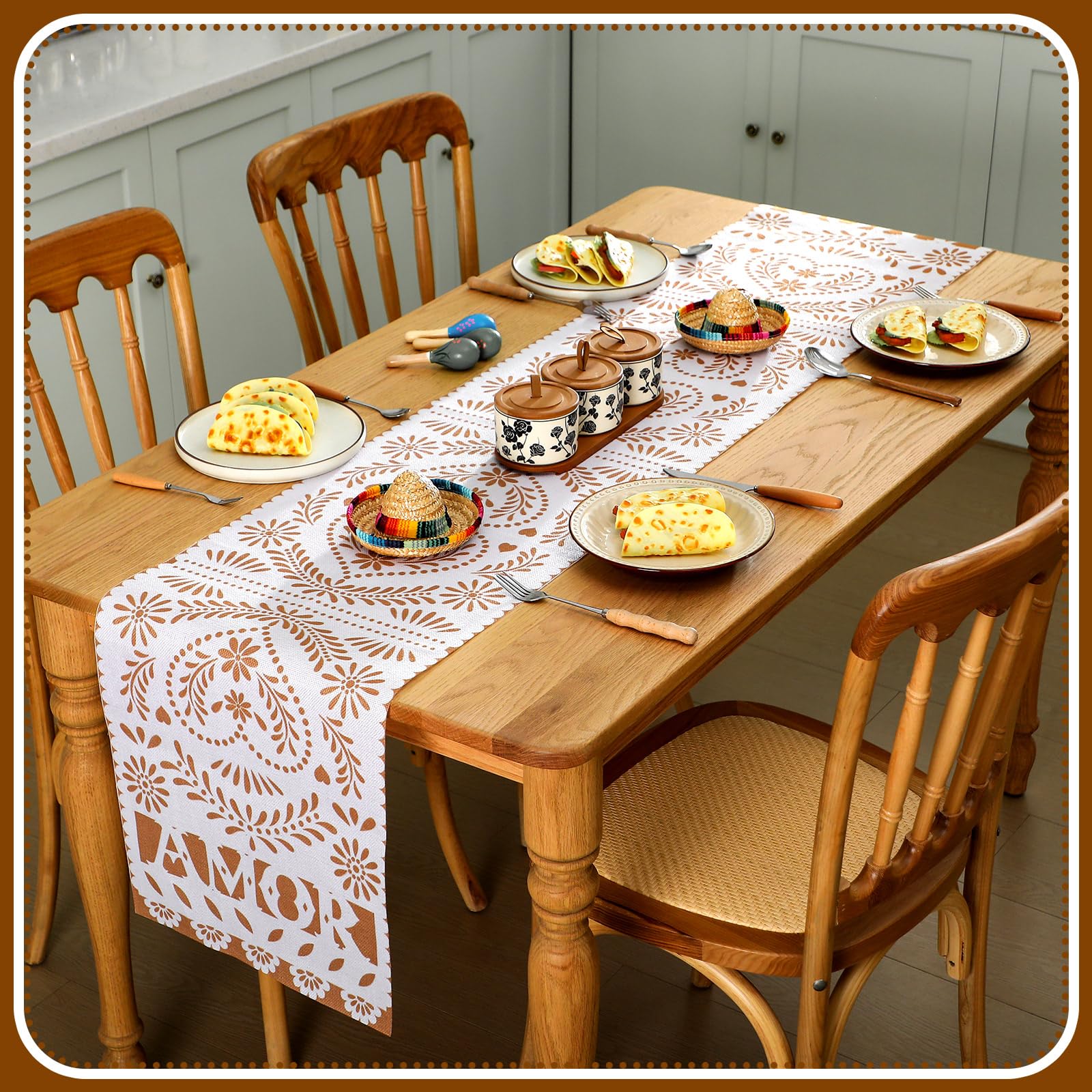 Jingmore Cielito Lindo table runner white 13.5 x 73 6 pack