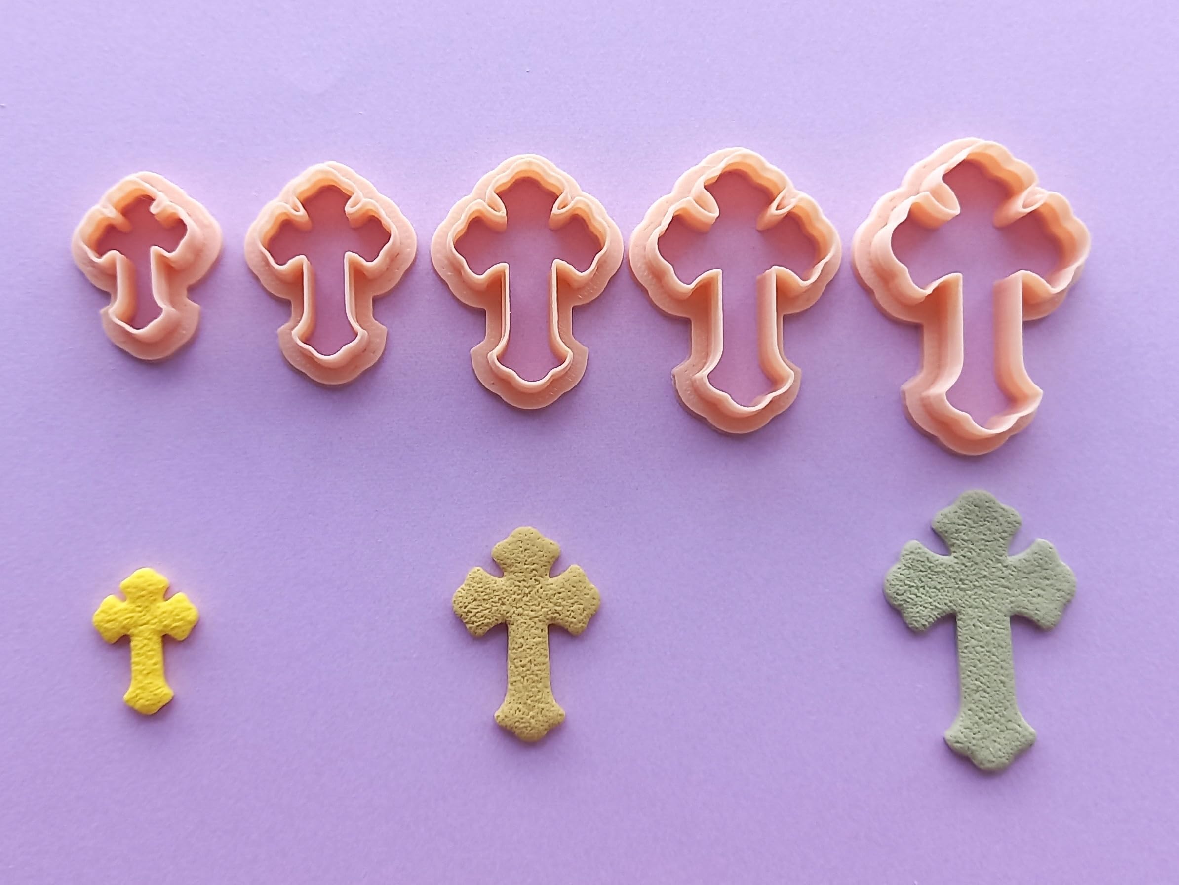 Jinnyous Jewellery Cross Royal Easter polymer clay cutter five sizes