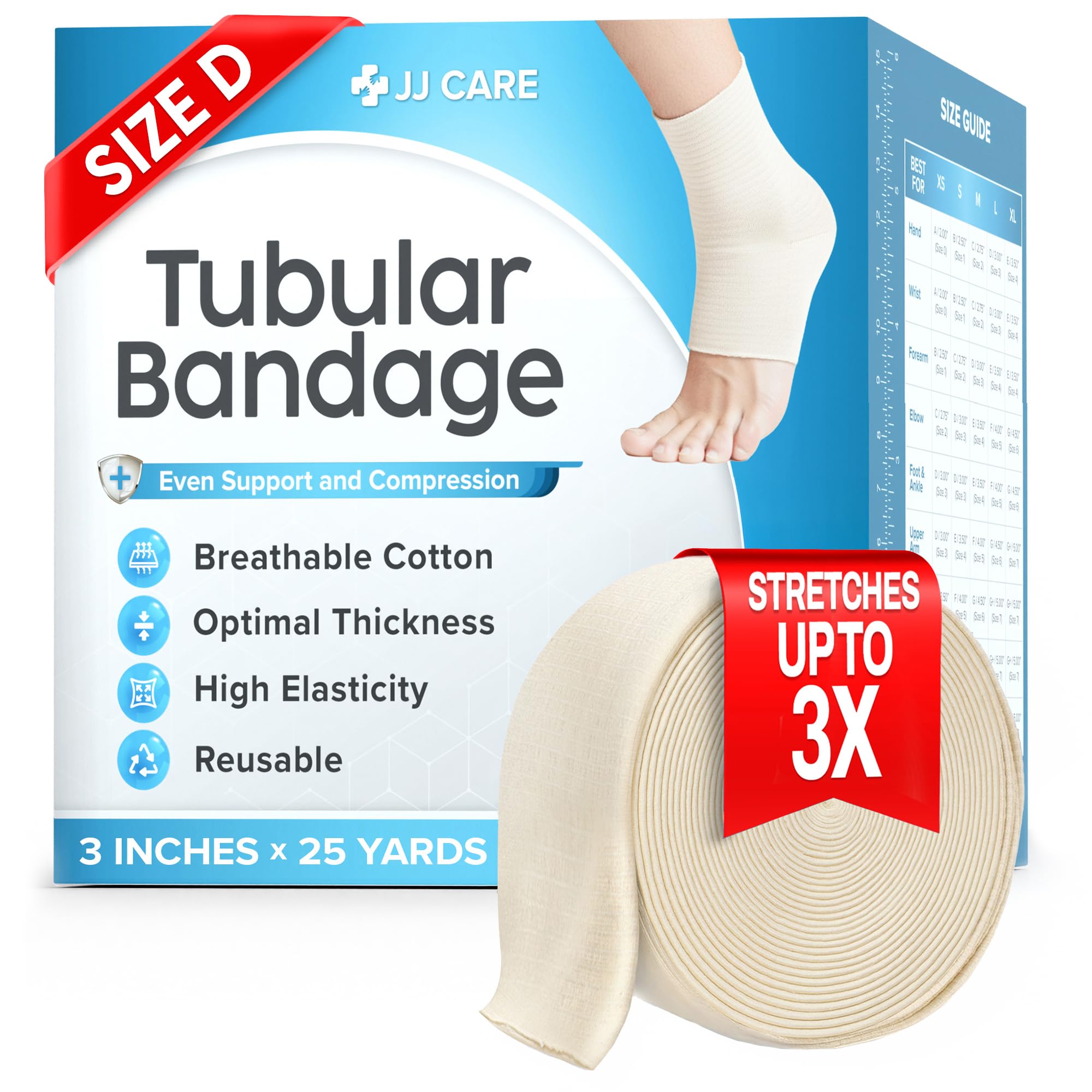 JJ CARE tubular bandage packaging
