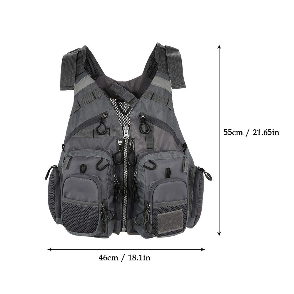 JKSPORTS Fly Fishing Vest with detachable foam flotation and 11 pockets