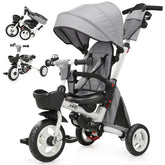 JMMD 8-in-1 foldable toddler tricycle with adjustable canopy and storage basket