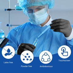 Latex-free and powder-free nitrile gloves for sensitive skin