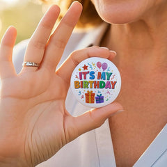 Durable round badge with safety pin back by JNSVIEA