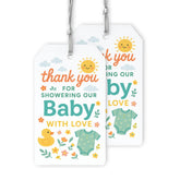 JNSVIEA 40 PCS Thank You for Showering Our Baby with Love Tags packaging