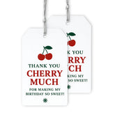 JNSVIEA cherry birthday thank you tags front design with two cherries