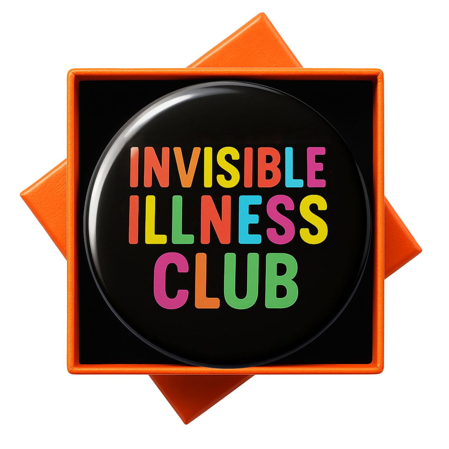 JNSVIEA Invisible Disability Club Pinback Button Badge 2.3 inch on black background