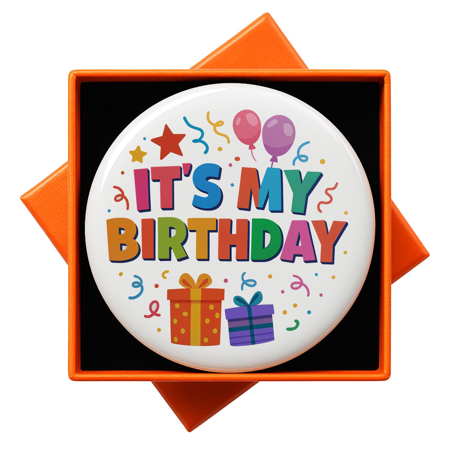JNSVIEA It's My Birthday Button Badge Pin front view 2.3 inch