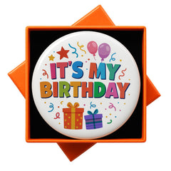 JNSVIEA It's My Birthday Button Badge Pin front view 2.3 inch