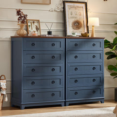 Wooden dresser with solid wood legs and metal drawer glides