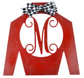 Jockey Silk Monogram door hanger in birch wood finish