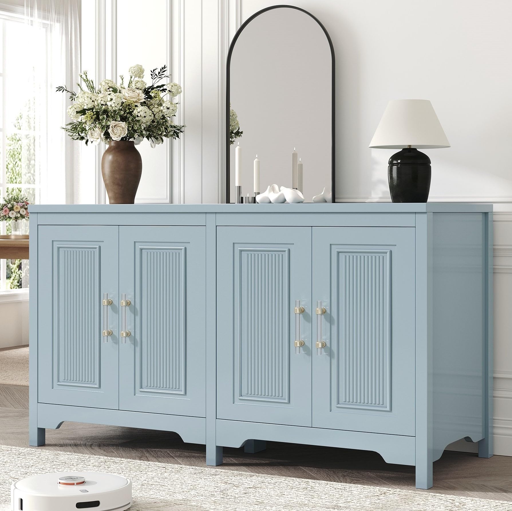 Jocoevol sideboard buffet cabinet with storage slate blue