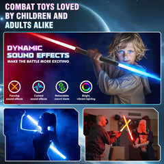 Retractable saber extends from 13 to 29 inches