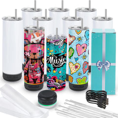 Joyclub 20 oz sublimation bluetooth speaker tumbler front view
