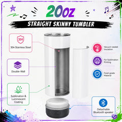 Joyclub sublimation speaker tumbler 20oz insulated double wall