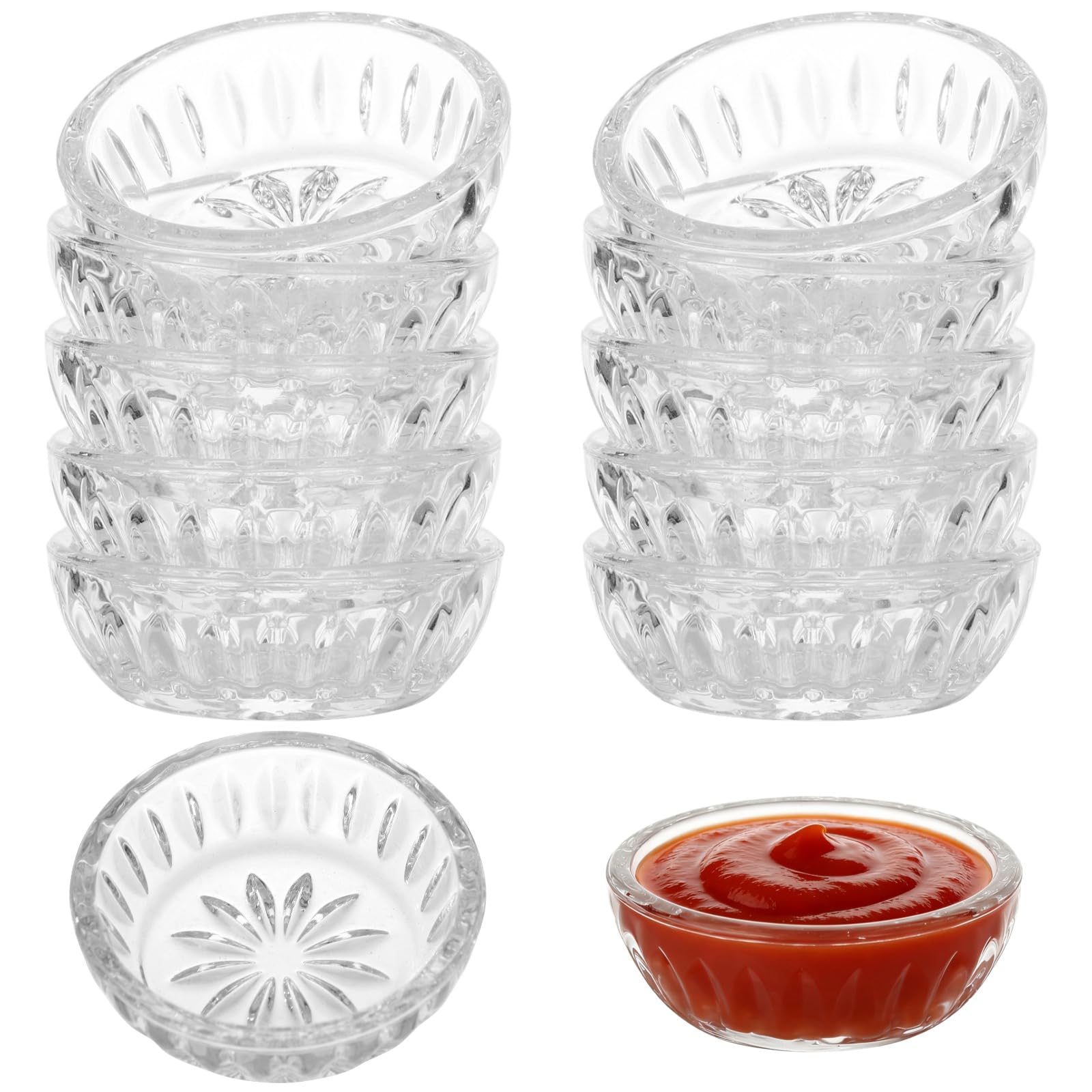 Joyibay 12 PCS Mini Glass Dip Bowls stacked for storage
