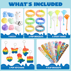 Assorted JOYIN fidget toys including Mochi toys and slap bracelets