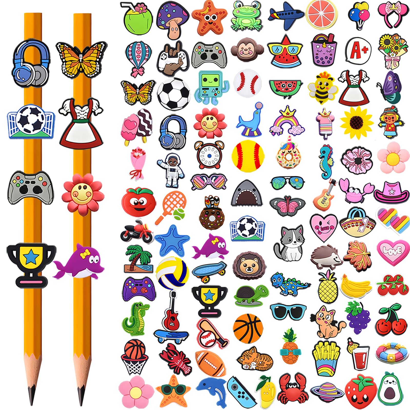 JRONGHE 100PCS Pencil Toppers assorted designs for pencils