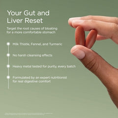 Bloating relief for women after meals with JSHealth Detox + Debloat label