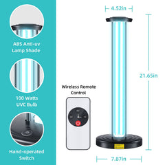 JTAPURE 100W UVC lamp close up showing efficiency claim