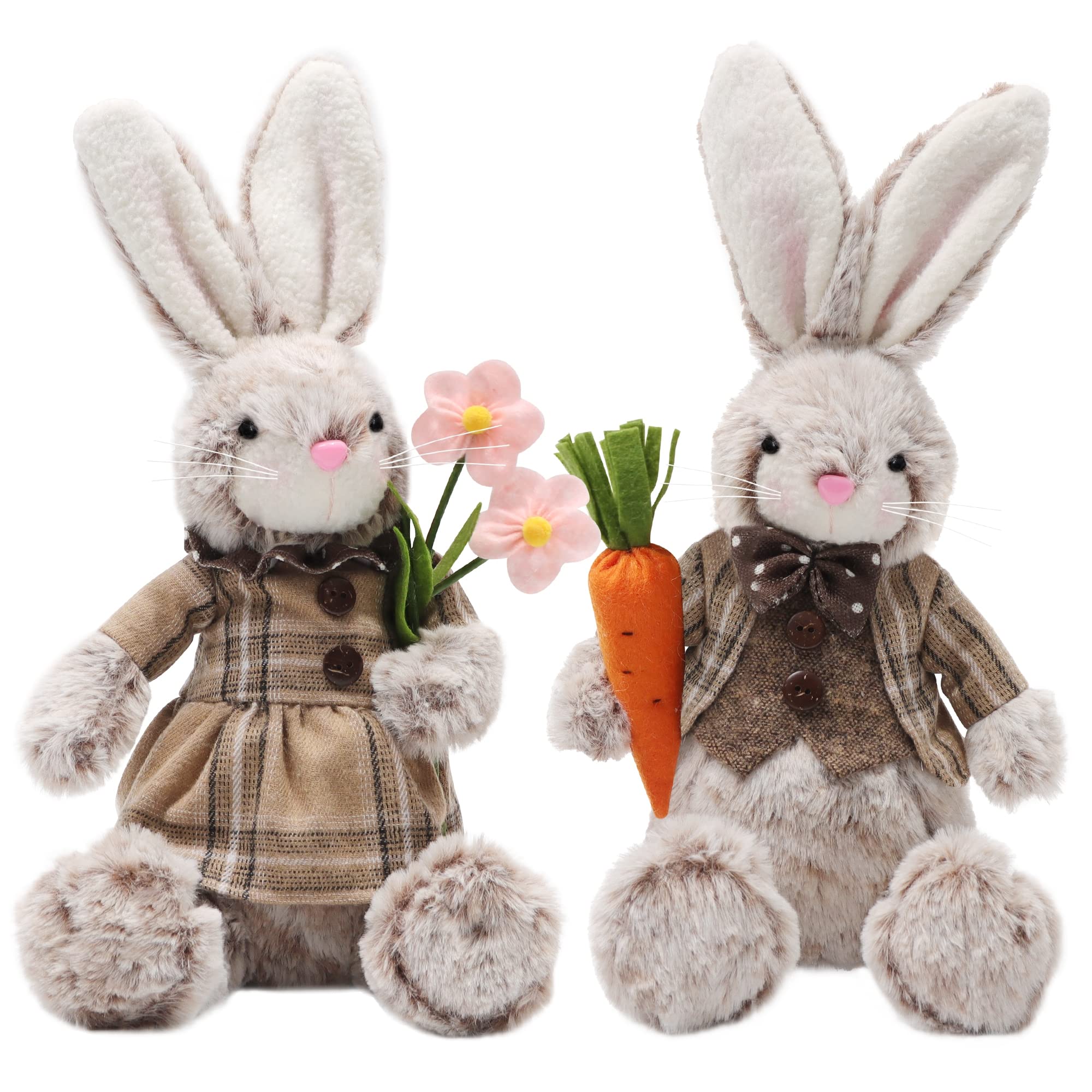 Juegoal 2 pack Easter Bunny couple figurines on display