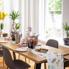Jungle animal birthday decor table runner close up on table