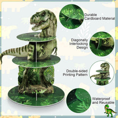 Jungle green dinosaur theme design on stand