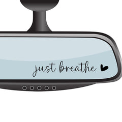 4 pack Just Breathe rear view mirror sticker set