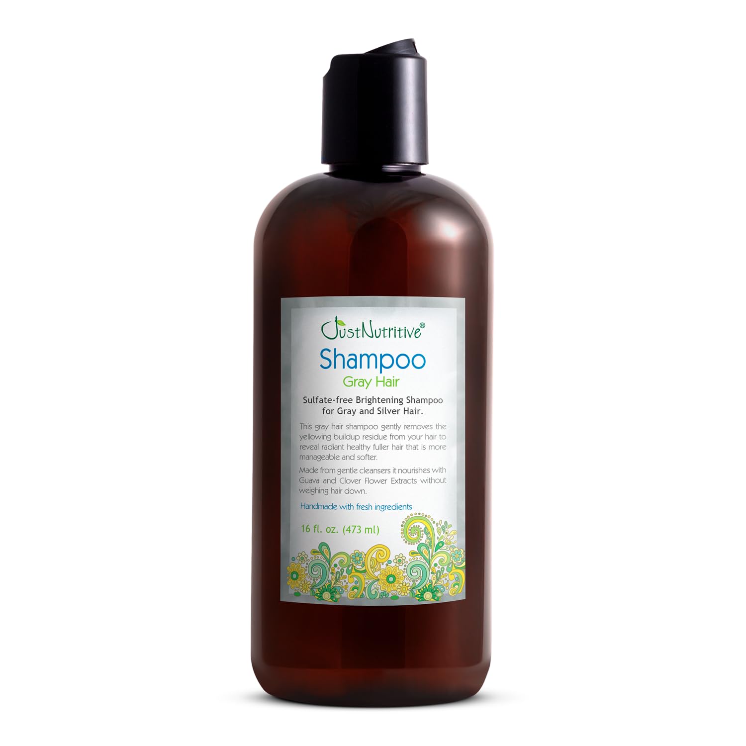 Just Nutritive Gray Hair Shampoo packaging 16 oz bottle