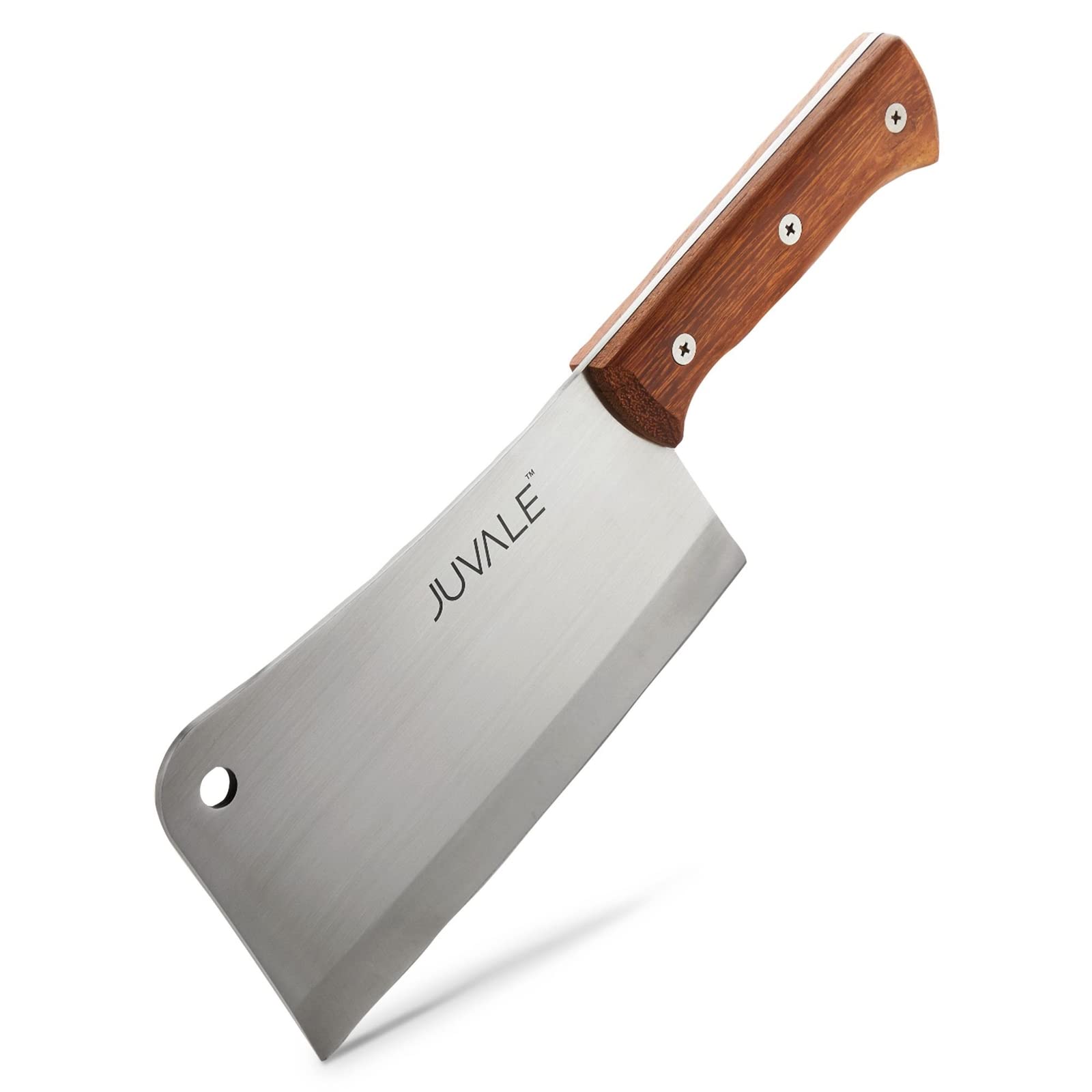 Juvale meat cleaver with 8 inch stainless steel blade and wood handle