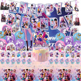 K Pop Demon Hunters party supplies banner and tablecloth