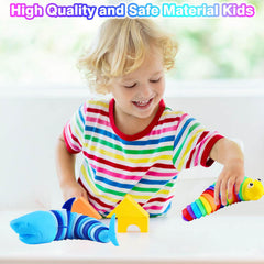 Shark and slug articulated sensory fidget toy close up