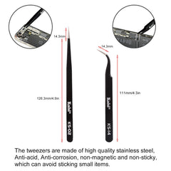 Kaisiking precision tweezers included in soldering kit