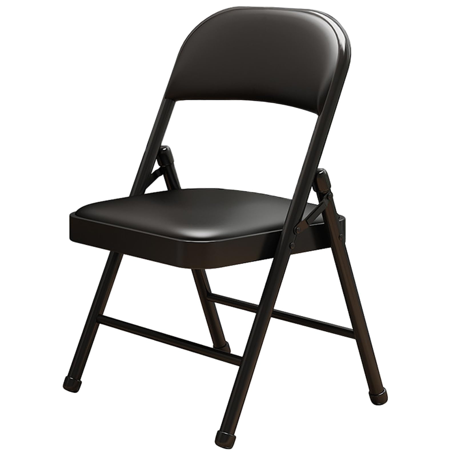 kaocha 1-pack folding chair with padded cushion and black steel frame