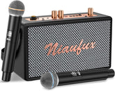 Karaoke Machine retro-design speaker front view showing wooden frame and woven panel