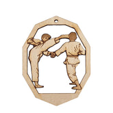 Karate Ornament Boy wooden ornament with martial arts pose 2.8 x 3.75 inches